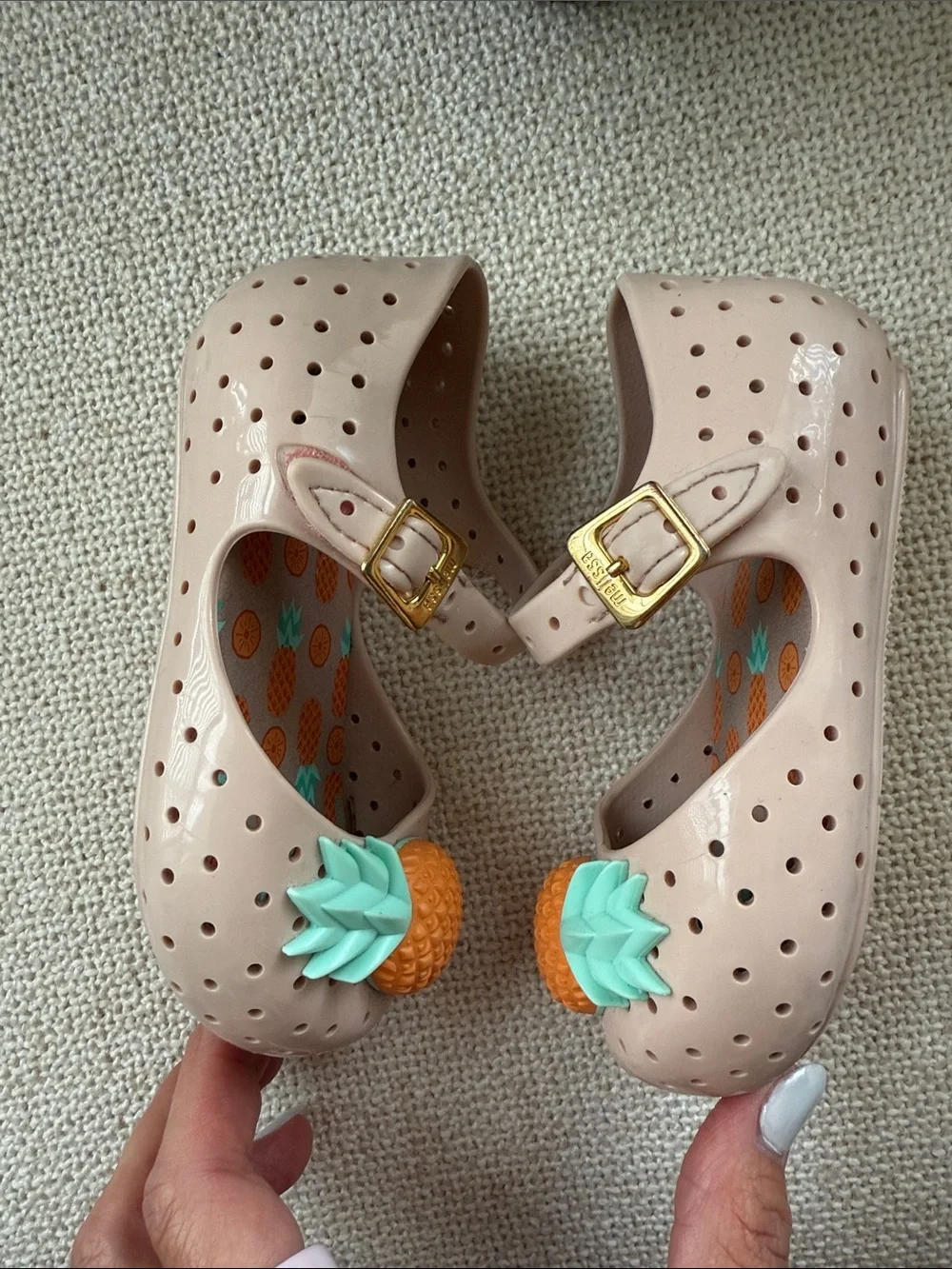 Mini Melissa Pink Pineapple Mary Janes toddler size 7